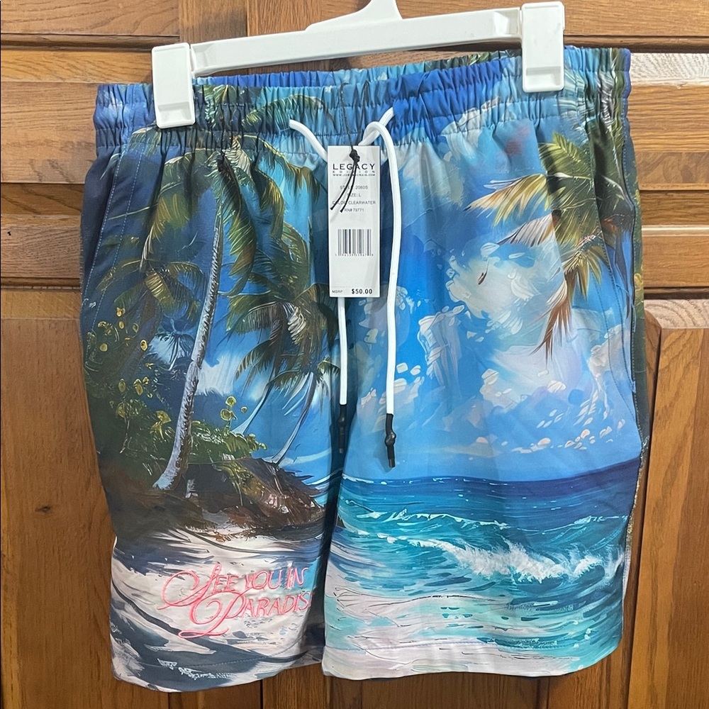 Jordan Craig Legacy edition Men's Tropical Beach Print Shorts NWT Sz.LG